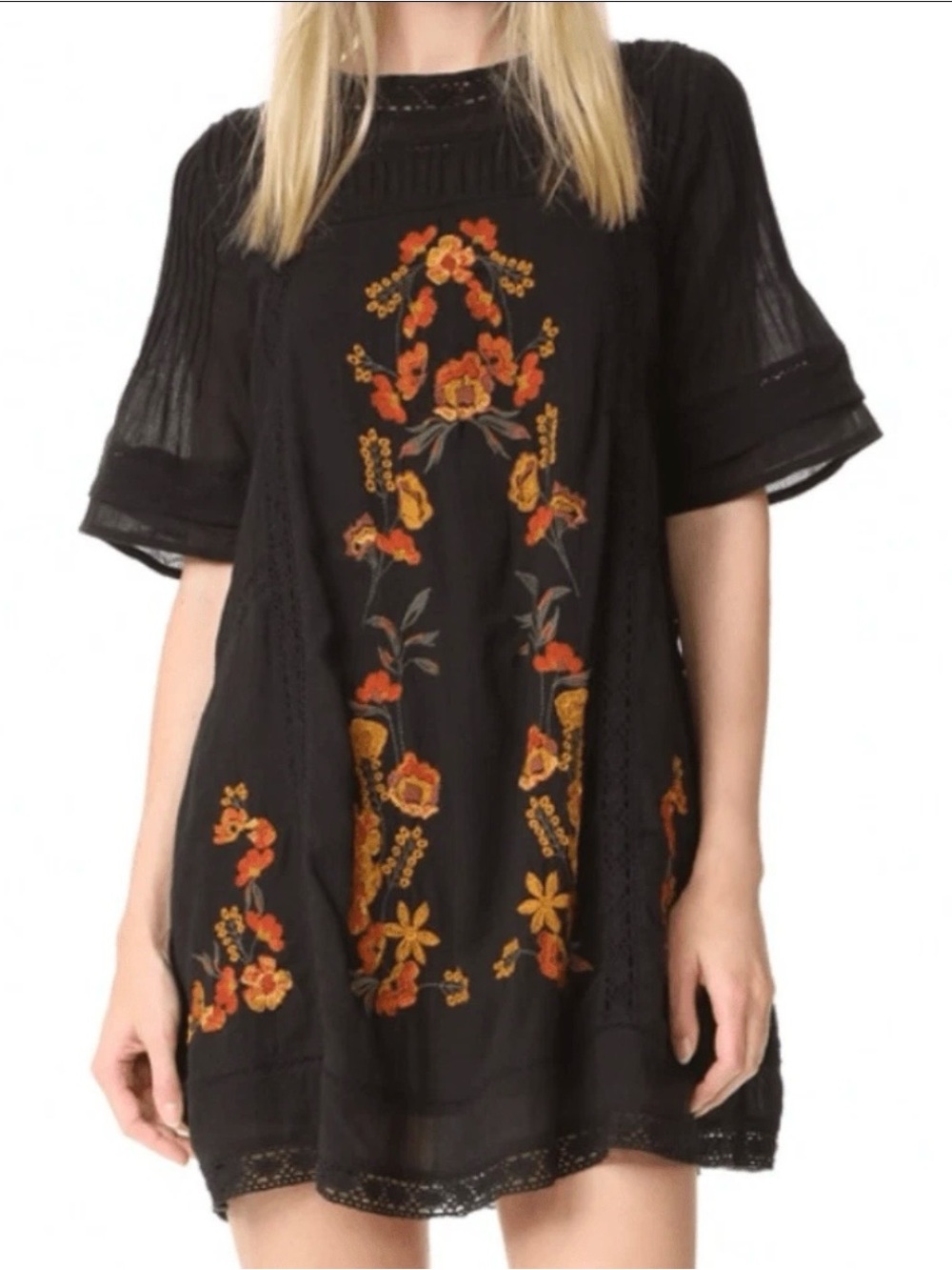 Free People Perfectly Victorian embroidered floral mini dress.
